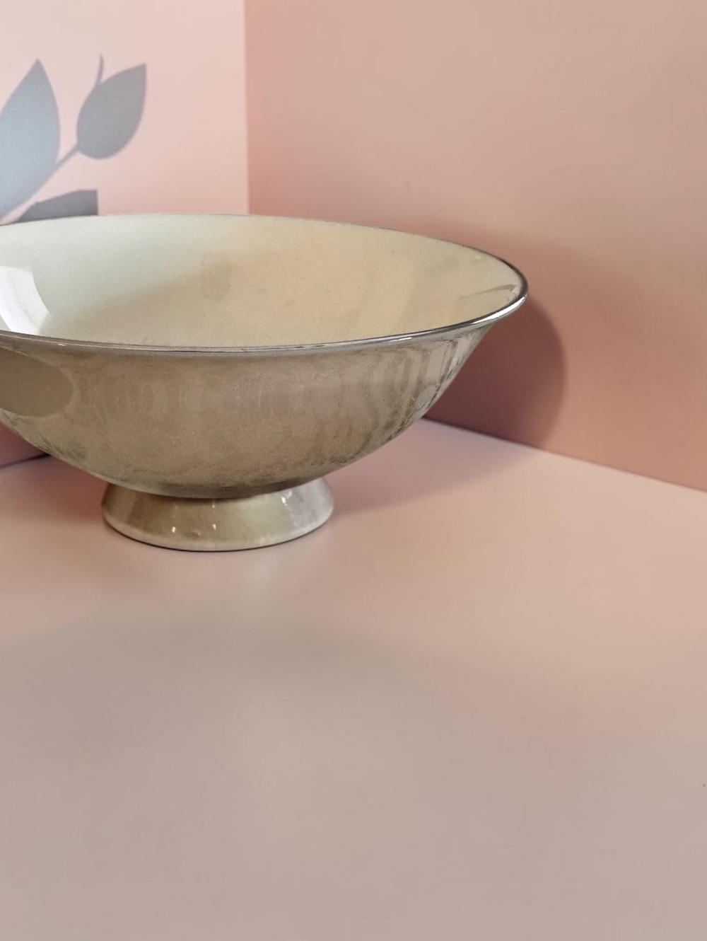 Vintage Lenox Ivory Porcelain Serving Bowl Platinum Silver Trim USA 10”